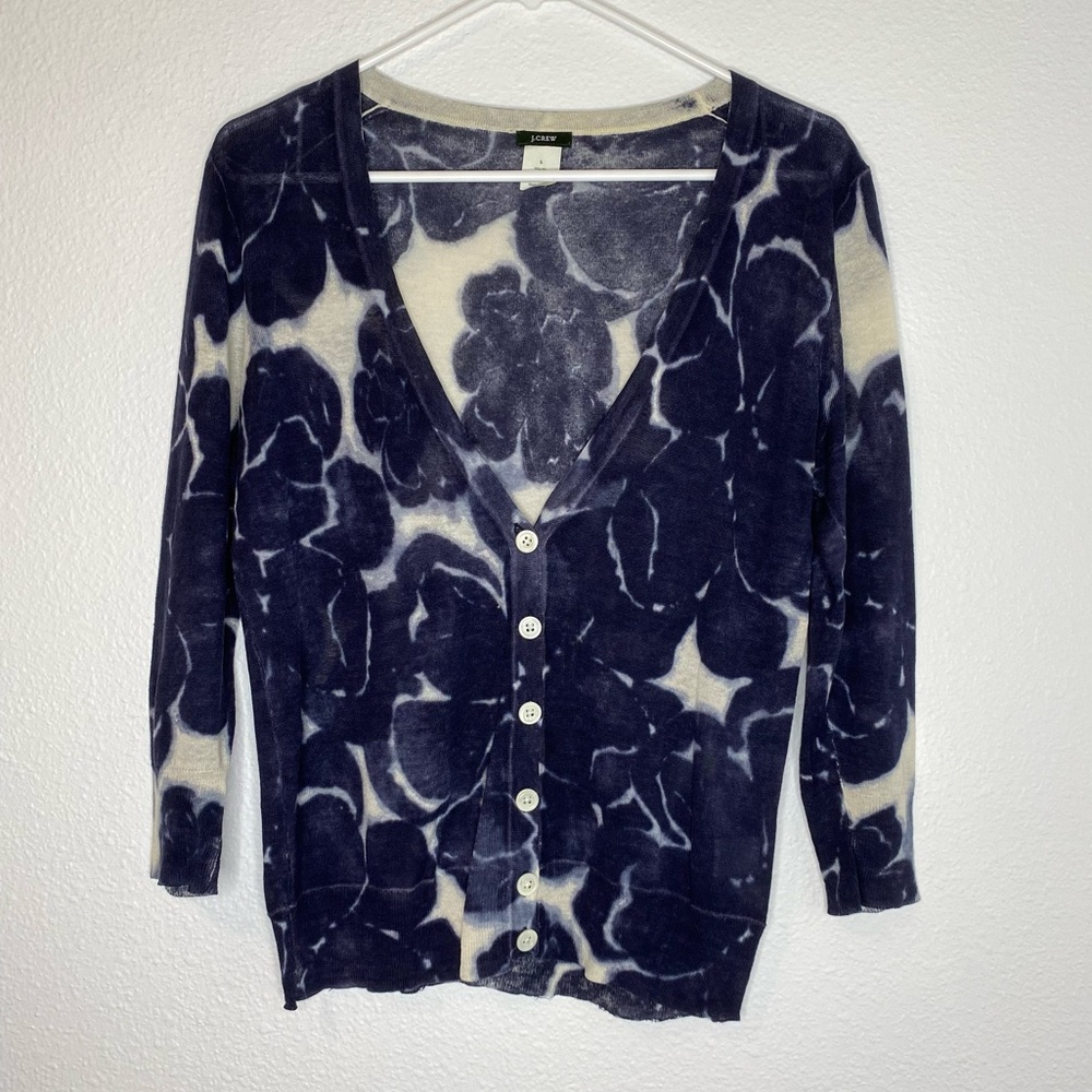 Sheer Floral Print J Crew Cardigan